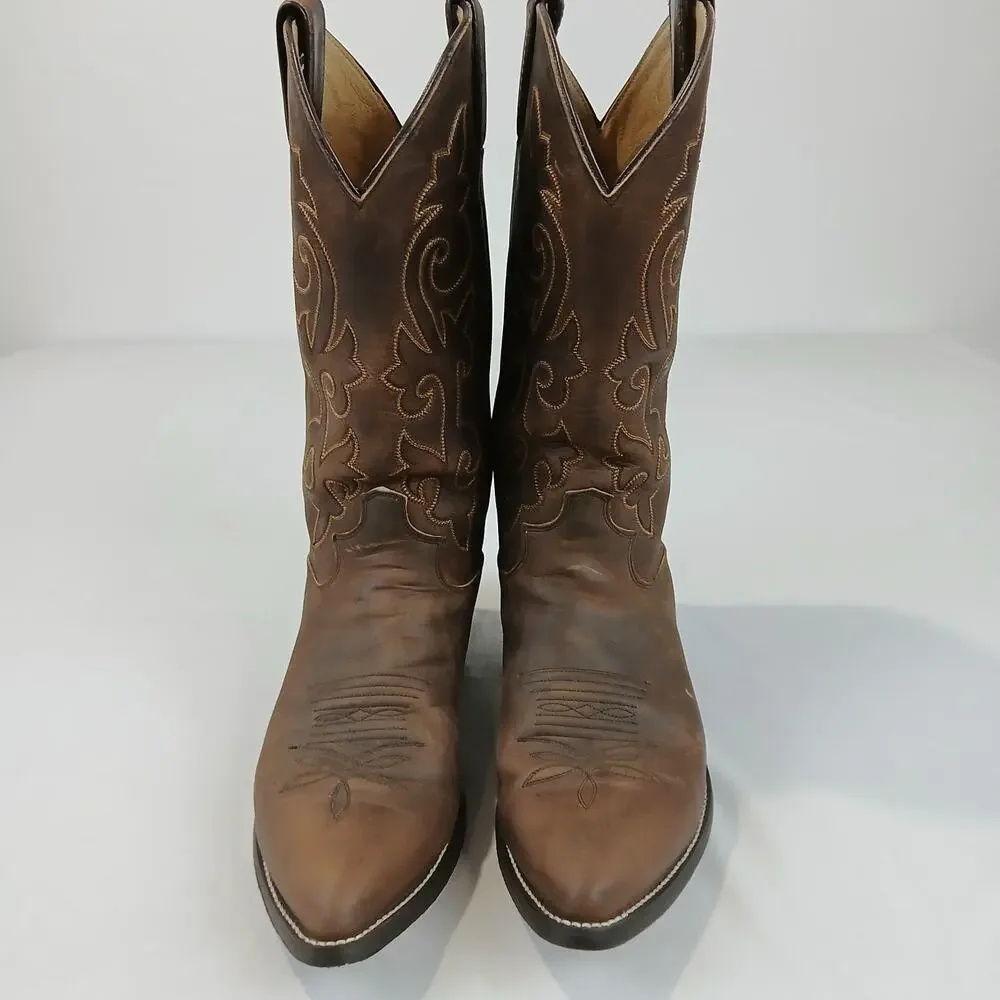 Justin Boots Mens 10.5D Brown Leather Western Cowboy Riding Rancher 2252